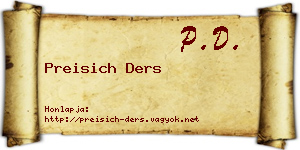 Preisich Ders névjegykártya